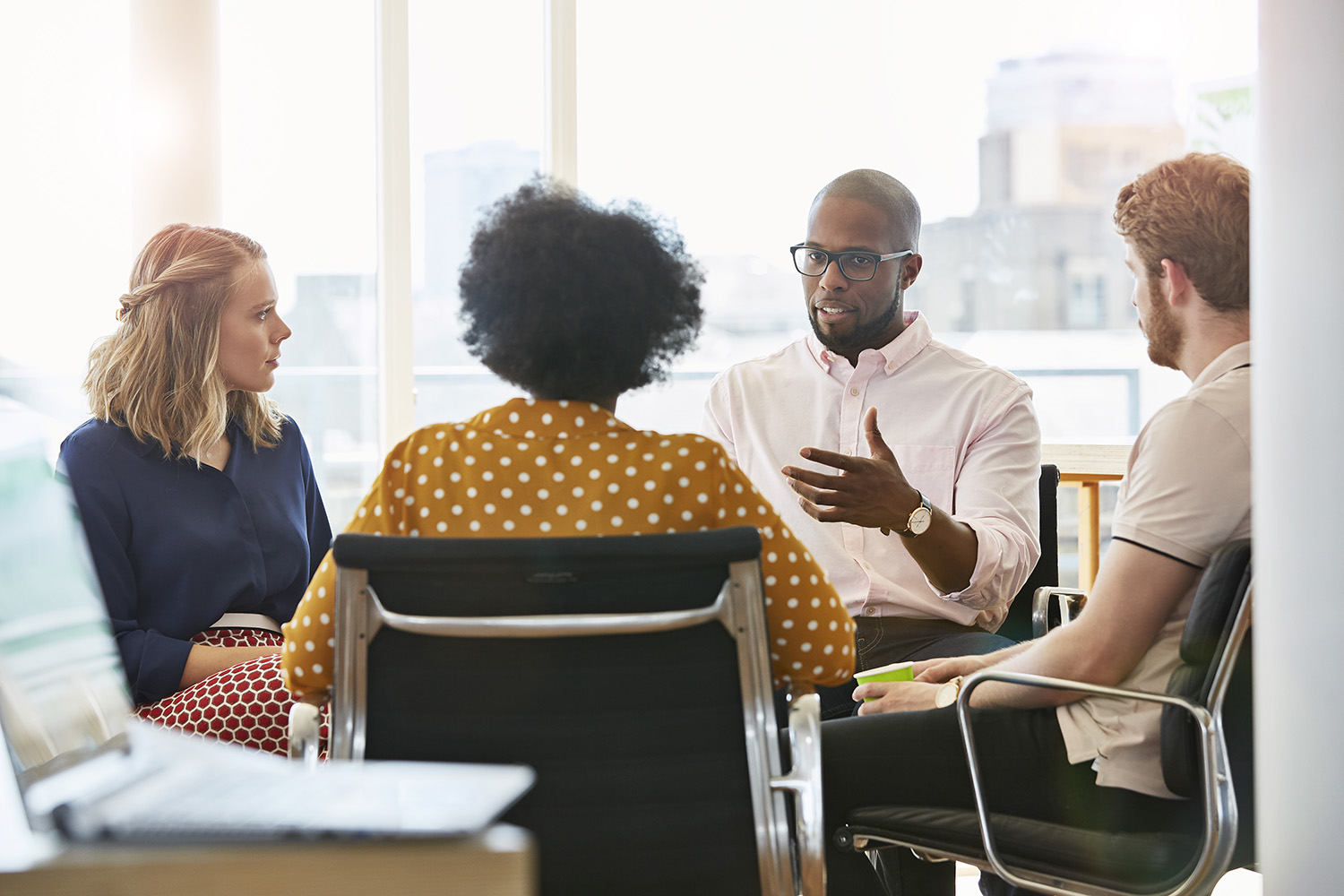 A group of coworkers learning together