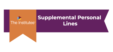 A purple badge with an orange ribbon and the words Supplemental Personal Lines