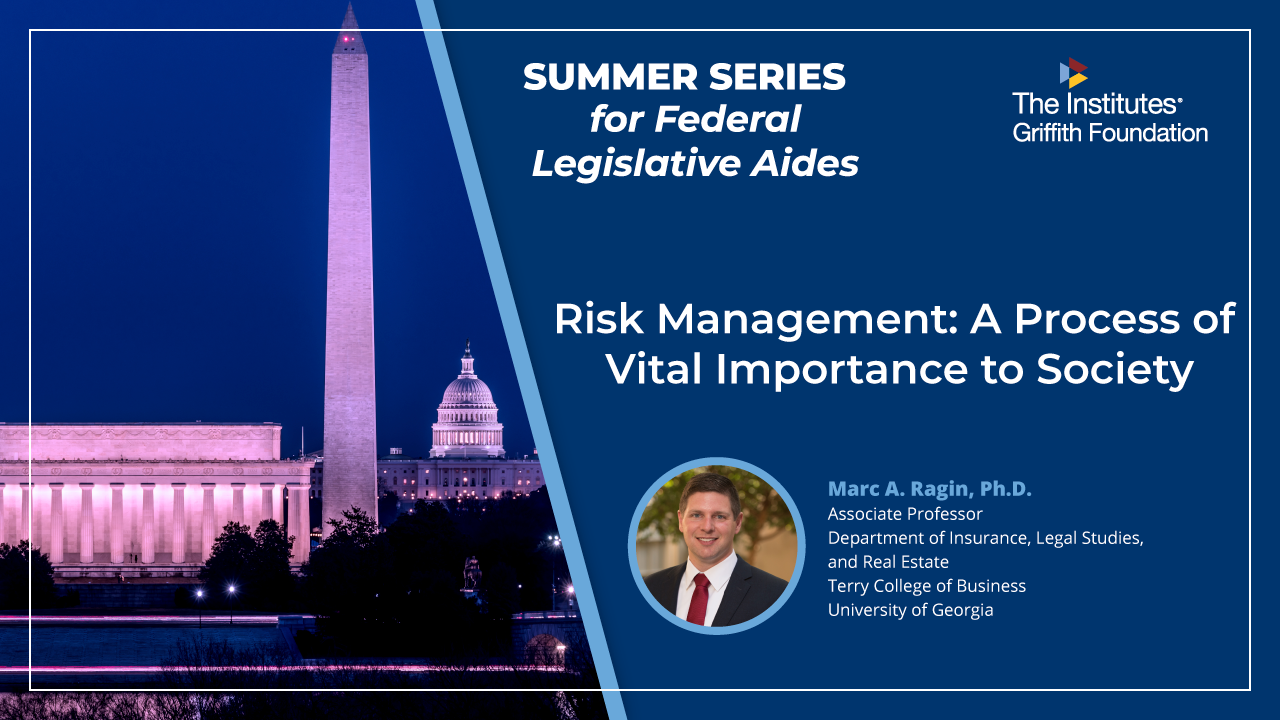 An image showing the National Mall at dusk and the words "Summer Series For Federal Legislative Aides"