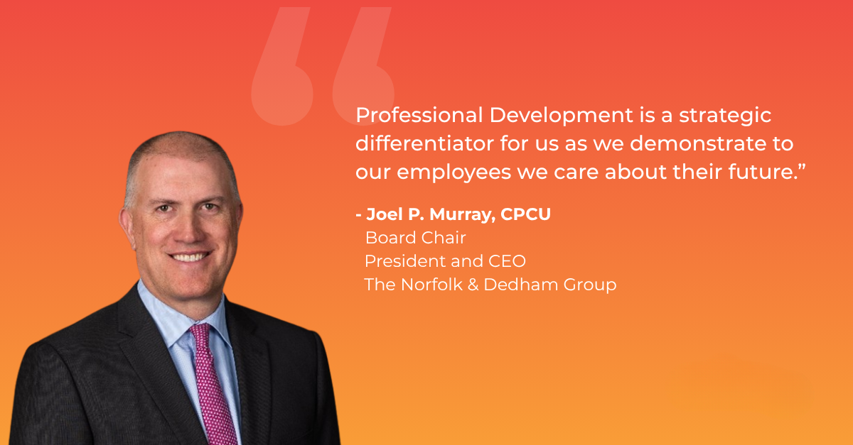 Framed professional designation certificates displayed along a hallway wall at ND & Union Mutual Insurance Group.