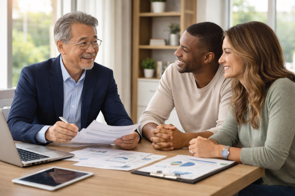 Group of people reviewing paperwork