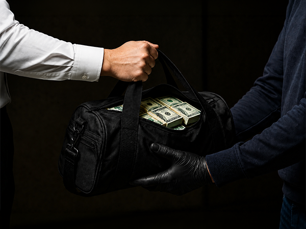 Bag of money being exchanged
