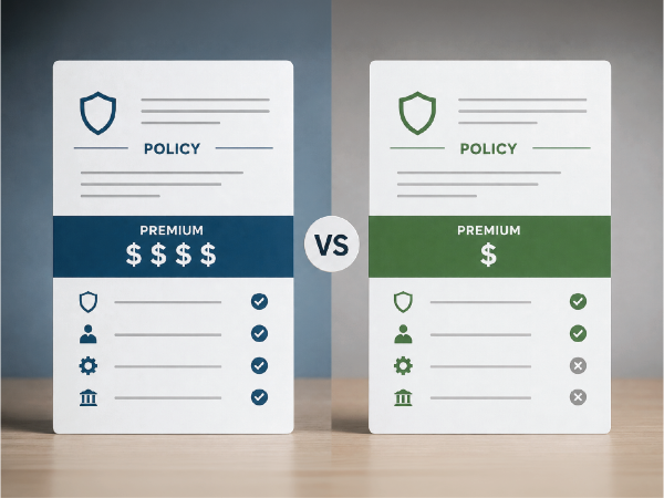 Side-by-side comparison of two insurance policies