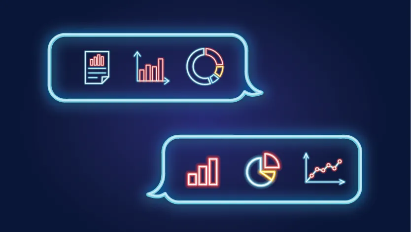 Image of speech bubbles representing concept of communicating about data science in insurance