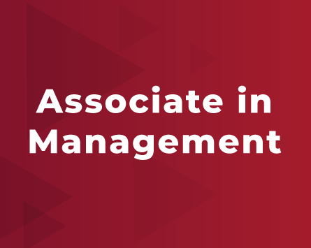Associate in Management text on red background