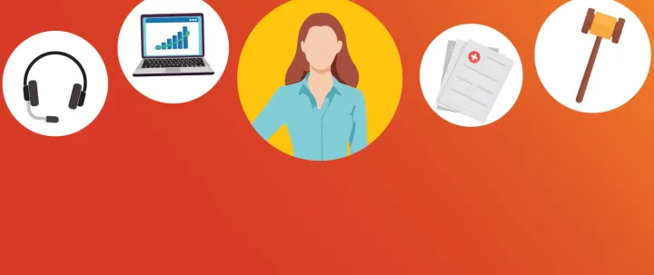 Circles with icons and orange background