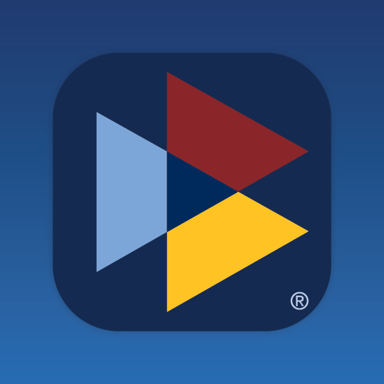 image of Logo with overlapping red, yellow, and blue triangles inside a blue square