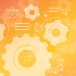 Gears and Cogs on an orange background