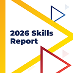 Skills Report Icon with Colorful Triangles on a White Background